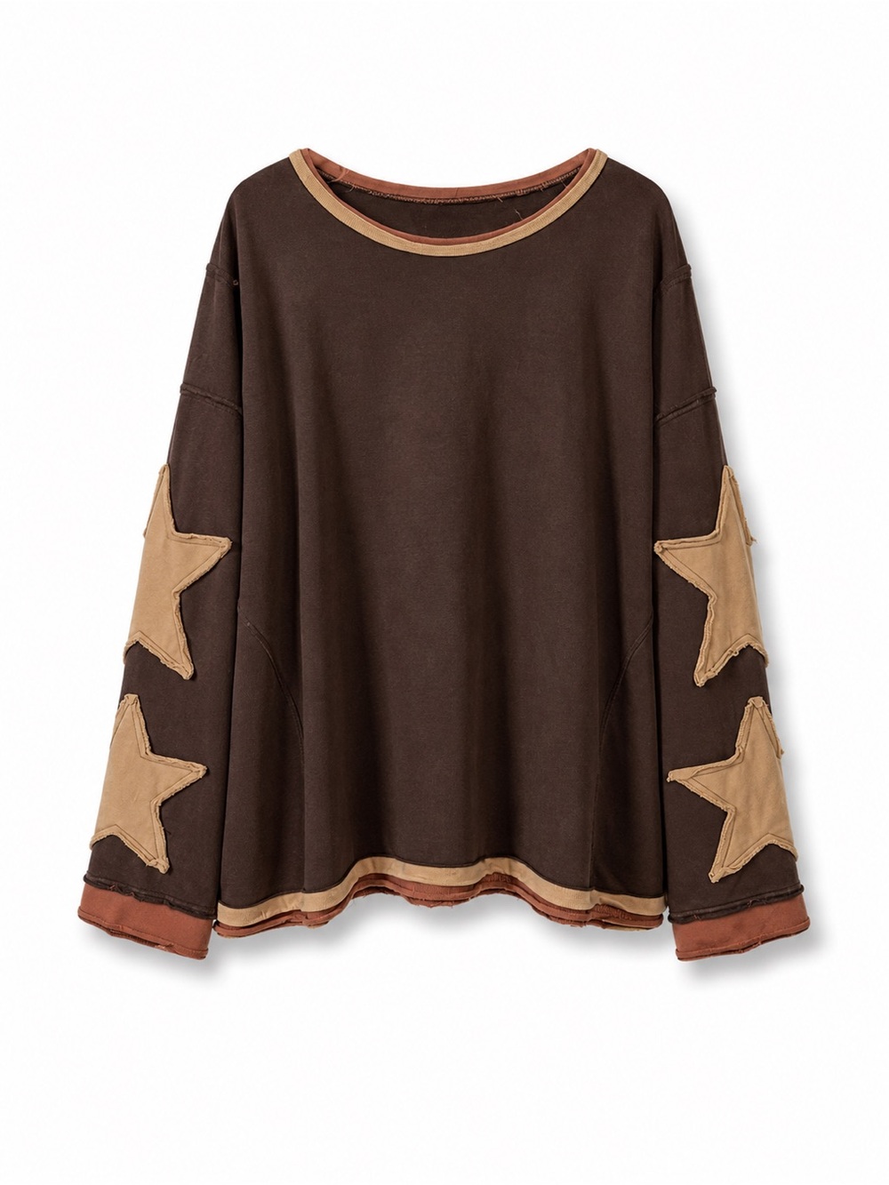 Blue Velvet Brown Pullover with Tan and Rust Trim